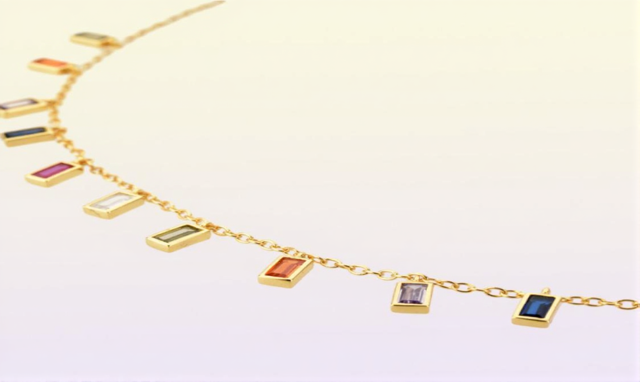 ANDYWEN 925 Sterling Silver Colorful Rainbow Bracelet Soft Chain Crystal CZ Bangle Soft Luxury Women Party Rock Punk European 2012