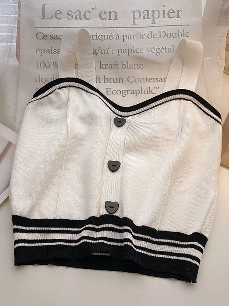 Heliar Womens Cute Top with Buttons Knitted Summer Camis Y2K Patch 2024 250414Z
