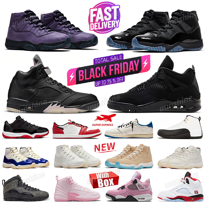 With Box 4s 5s 11s basketball shoes 4 Black Cat 11 Gamma Pearl H-Town Taxi Varsity Red Pearl Pink Canyon Purple Orchid Thunder men women sneakers trainers sports shoe
