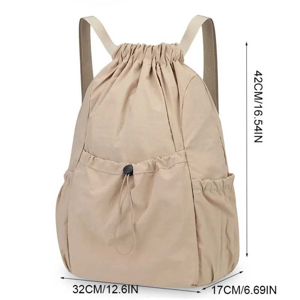 Casual Solid Color Travel Backpack Korean Style Lightweight Drawstring Backpack Large Capacity Foldable Student Schoolbag SportsW251113