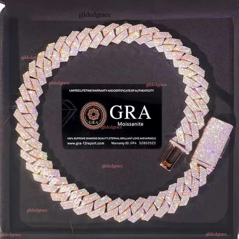 Necklace Moissanite designer sier rose gold iced out pass dia tester pendant Sterg Vvs cuban k chain