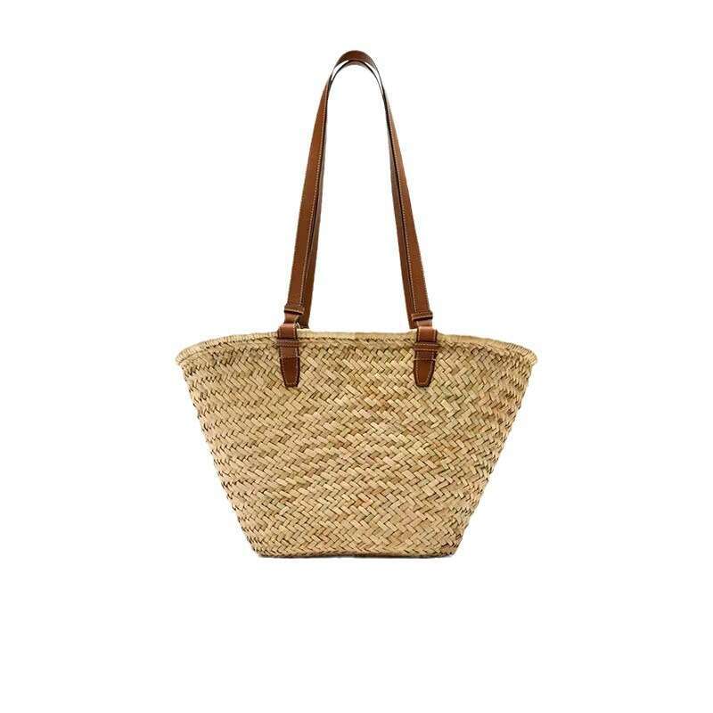 Handmade Beach Bag Simple One Shoulder New Versatile Large Capacity Woven Vacation Style Beach Bag, Natural Grass Women's Bag Kq2