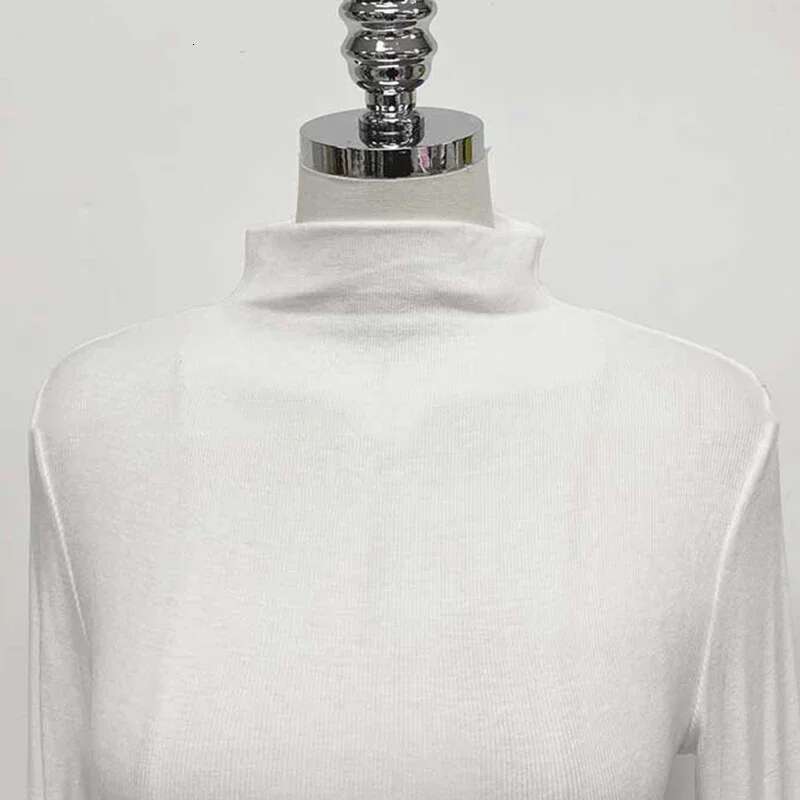 Spring Basic Long Sleeve T Shirt Women Korean Style Pink Tops Female Turtleneck Tees Mujer Casual Slim Tshirts Womens Clothing