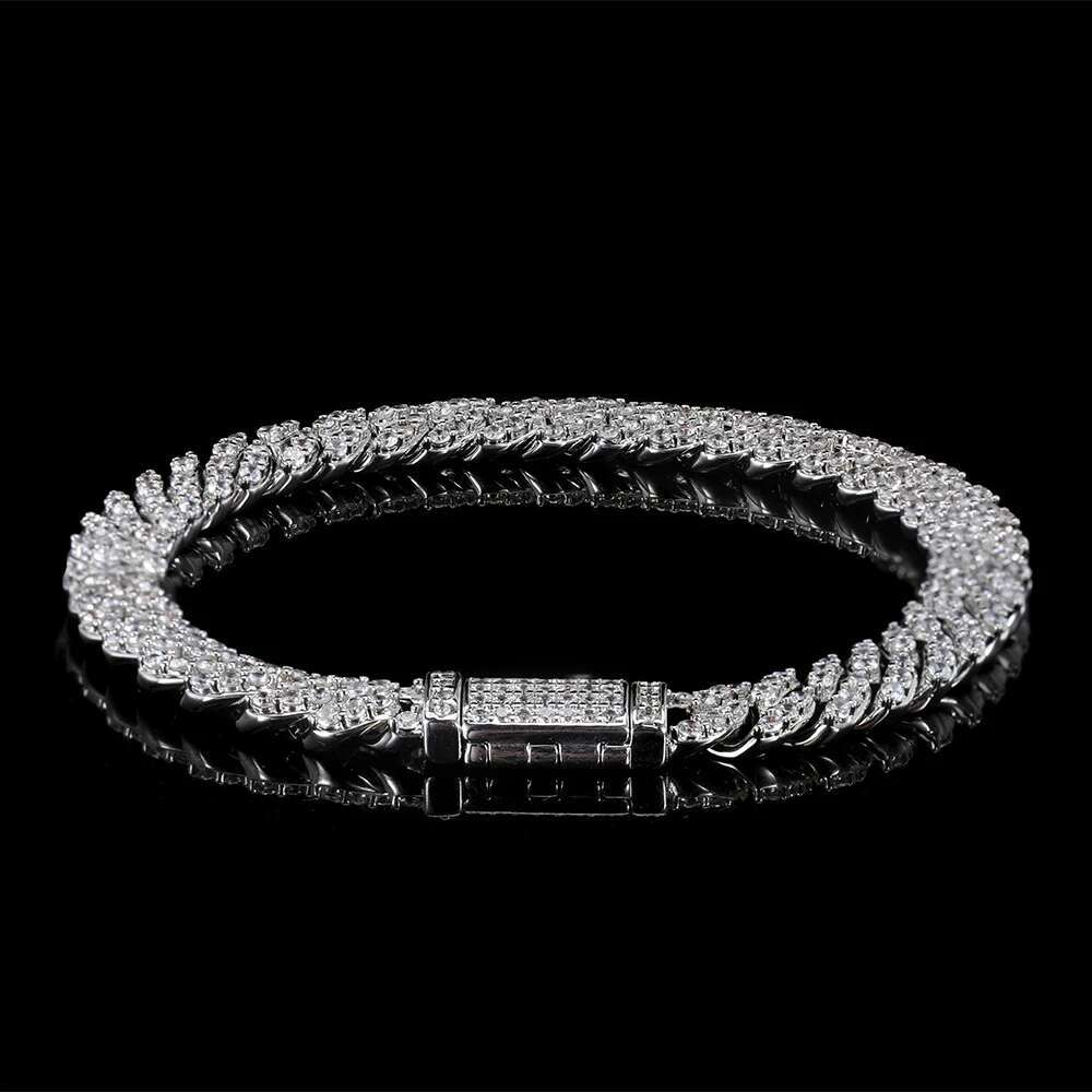ESKEEM 2024 Hip Hop Fashion Bling Jewelry 8mm Cuban Link Chain Iced Out Bracelet For Woman Accepted Custom