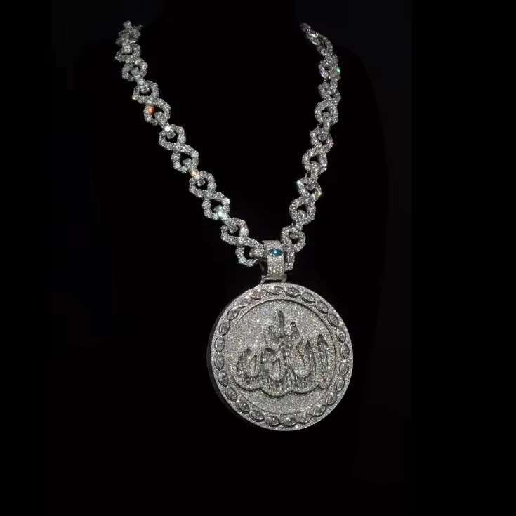 Trendy Moissanite Jewelry 925 Sterling Silver Custom Diamond Chain Pendant Iced Out Hip Hop Pendant Necklace Moissanite Pendant