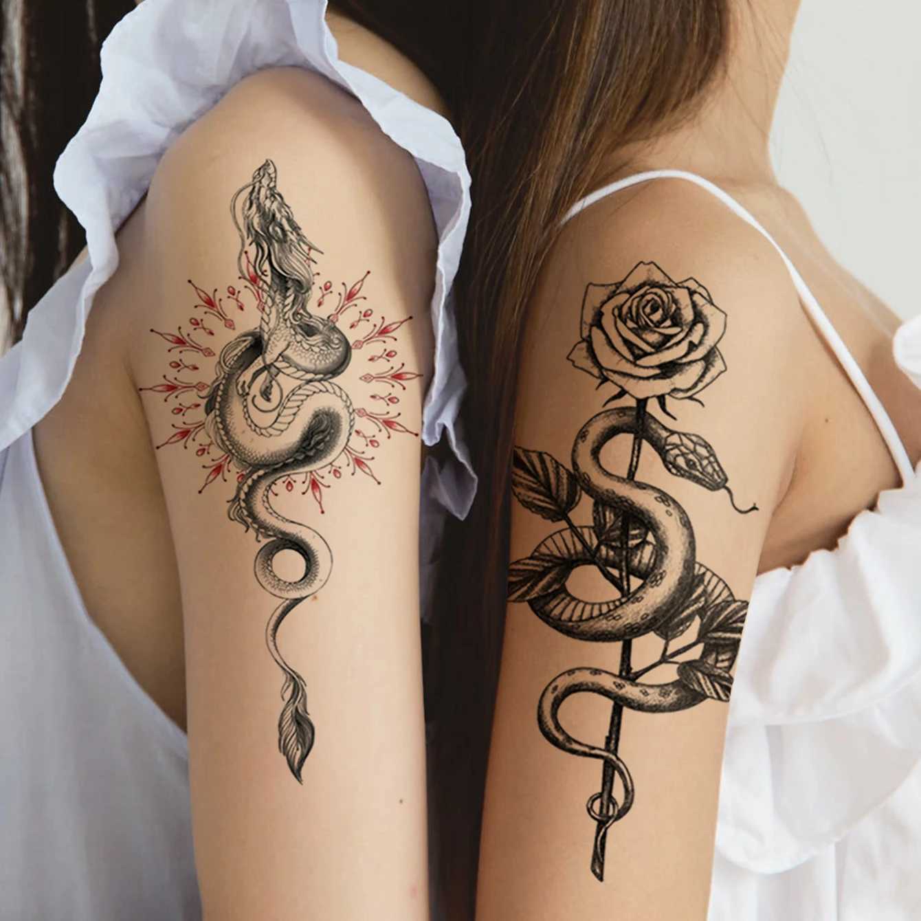 5 Waterproof Temporary Tattoo Stickers Lion Flower Snacks Wolf Rose Tiger Skin Black Elegant Fake Tattoo Sparkling TattooXJ25414