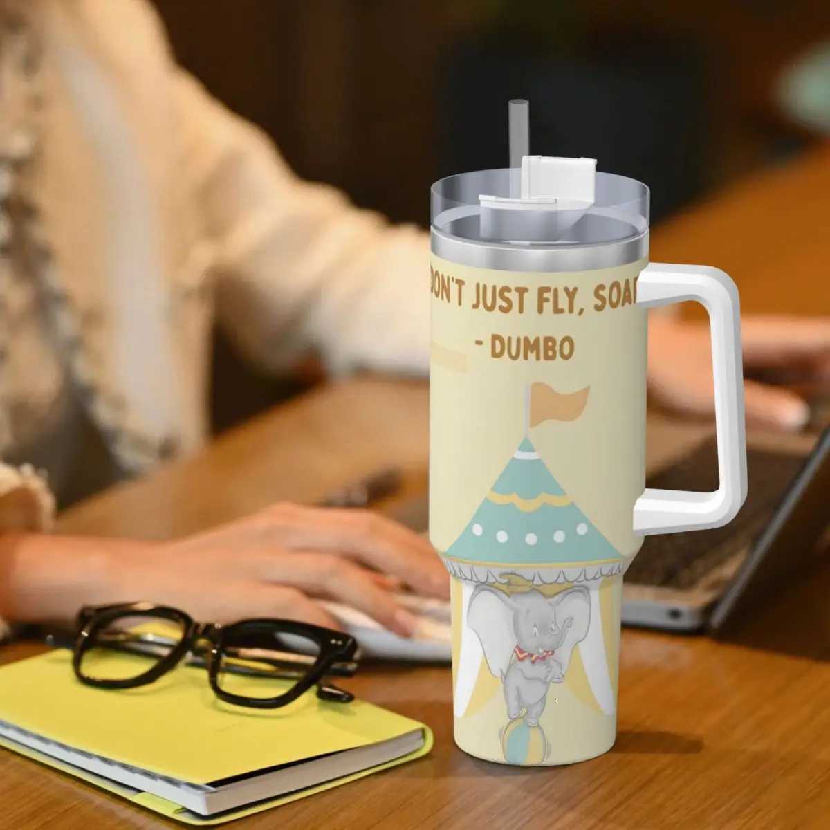 Dumbo Stainless Steel Tumbler Film Beach Thermal Cups With Straws and Lid Large Capacity Mugs Cup Hot Drinks Water Bottle C251114