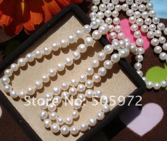 Real Pearls Long Sweater Jewelry Winter/Spring/Summer/Autumn Pearl Necklace Knotted Costume Jewellery on Sale 250403