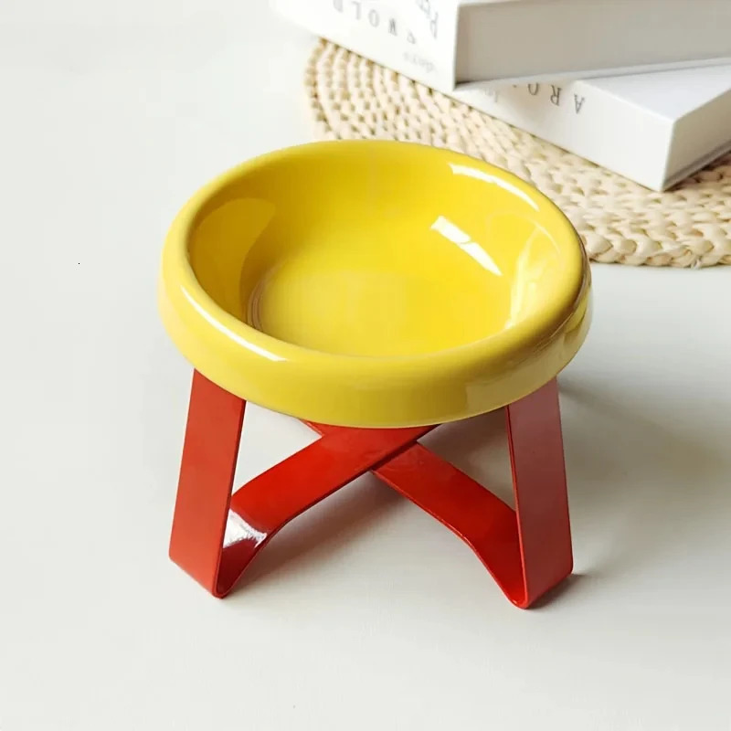 Kemorela Neck Protection High Foot McDonalds Colorful Cat Food Bowl Drinking Water Bowl Ceramic Cat Bowl Suitable for Cute Kittens 250414