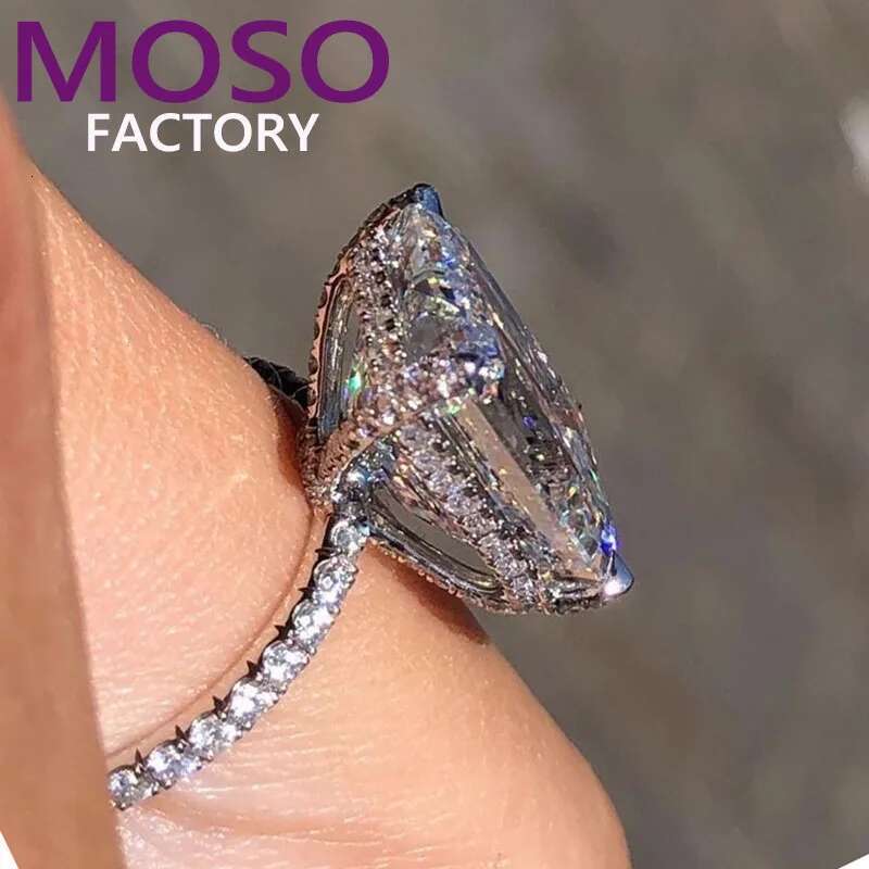 2 3 5 6 8 10 Carat Real Solid 18K White Gold Ring Pear shape moissanite Diamonds Women Wedding Party Engagement Ring Classic