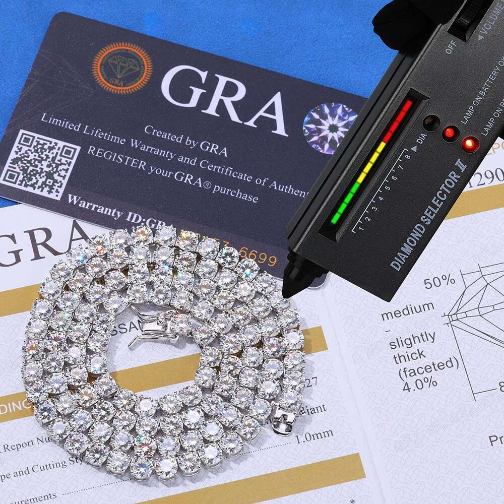 Moissanite Chain 925 Sterling Silver Bracelet Hip Hop Jewelry 3/4/5/6MM Bling Ice Out VVS with GRA Tennis Bracelet for Women Man