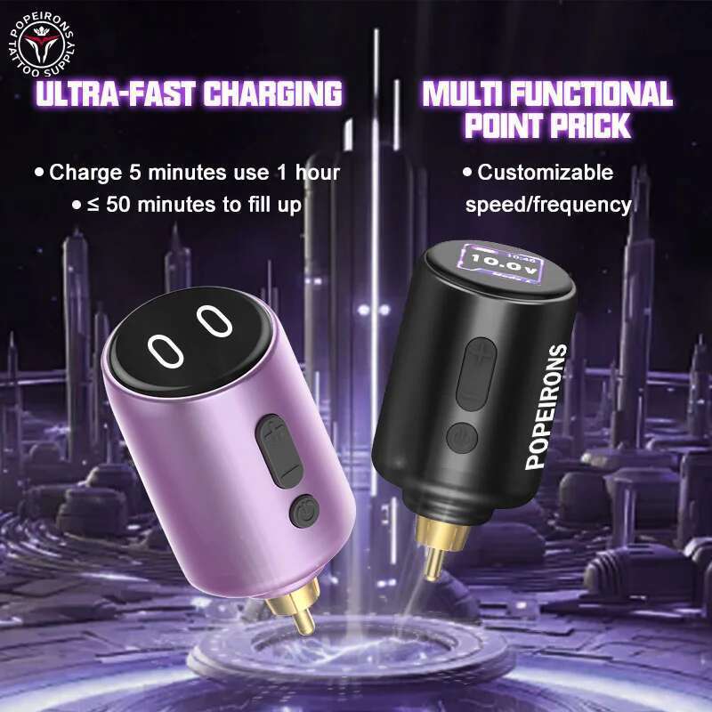 POPEIRONS Fast Charging Battery Multifunctional Color Screen Wireless Tattoo RCA Power Supply