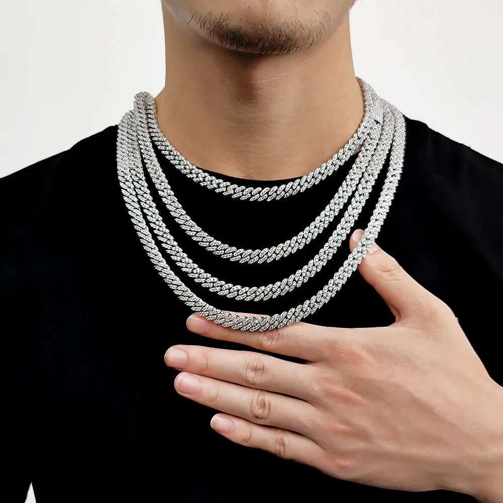 ESKEEM 8MM 1Row Iced Out Cuban Necklace Bling CZ Miami Cuban Link Chain For Women Mens Hip Hop Jewelry Gifts