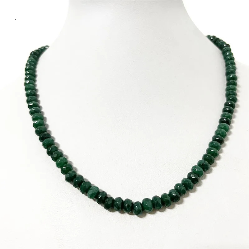 4*6MM Faceted Green Emerald Jade Necklace for Women Natural Stone Bead Choker Collares Abacus Gift Jewelry 250407