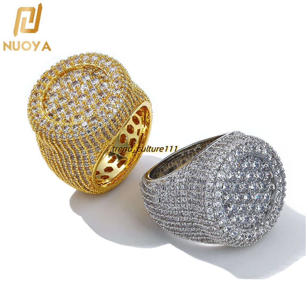 Personalized hip-hop Moissanite round full diamond ring, men's high-end fashion and accessories