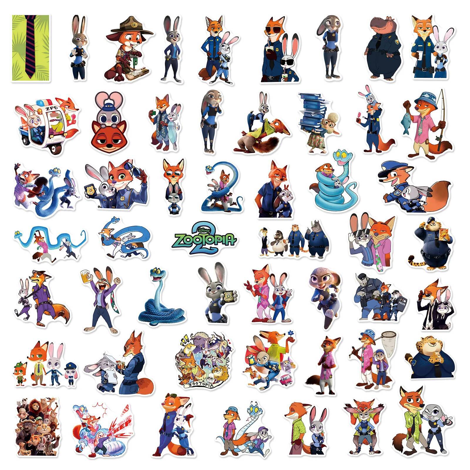 Custom 50PCS Disney Cute Zootopia Graffiti Creative Decoration Notebook Mobile Tablet Waterproof Stickers DIY Kids Toys Gifts