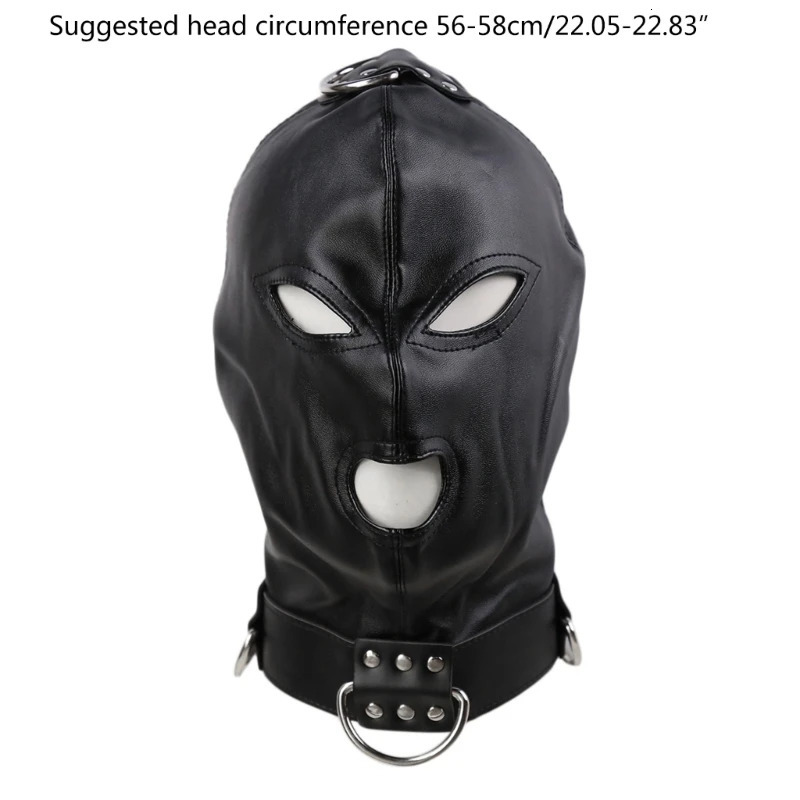 Fashion Cosplays Sexy Masks Fetish Hood PU Leathers Black Masked Hood Adult Party Games Full Head Costume for Women Men Dropship 250410