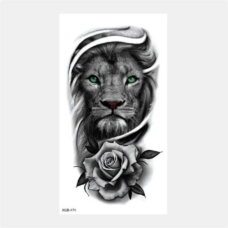 New Half Armed Animal Tattoo Stickers Dominate Lion Tiger Wolf Head Water Transfer Tattoo Stickers Durable and ColorfulXJ25414