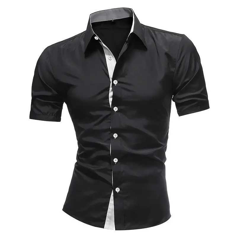 Mens casual business short sleeved Hawaiian mens T-shirt button fashion matching short sleeved XS-5XL European size W250414