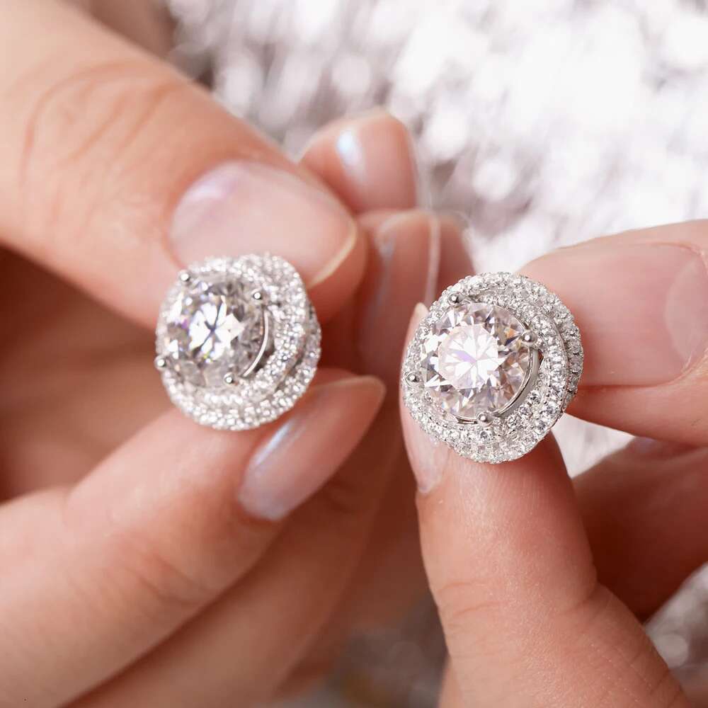 6cttw Moissanite Stud Earrings for Women 925 Sterling Silver Round Brilliant Cut D Color Lab Diamond Earring with Certificate