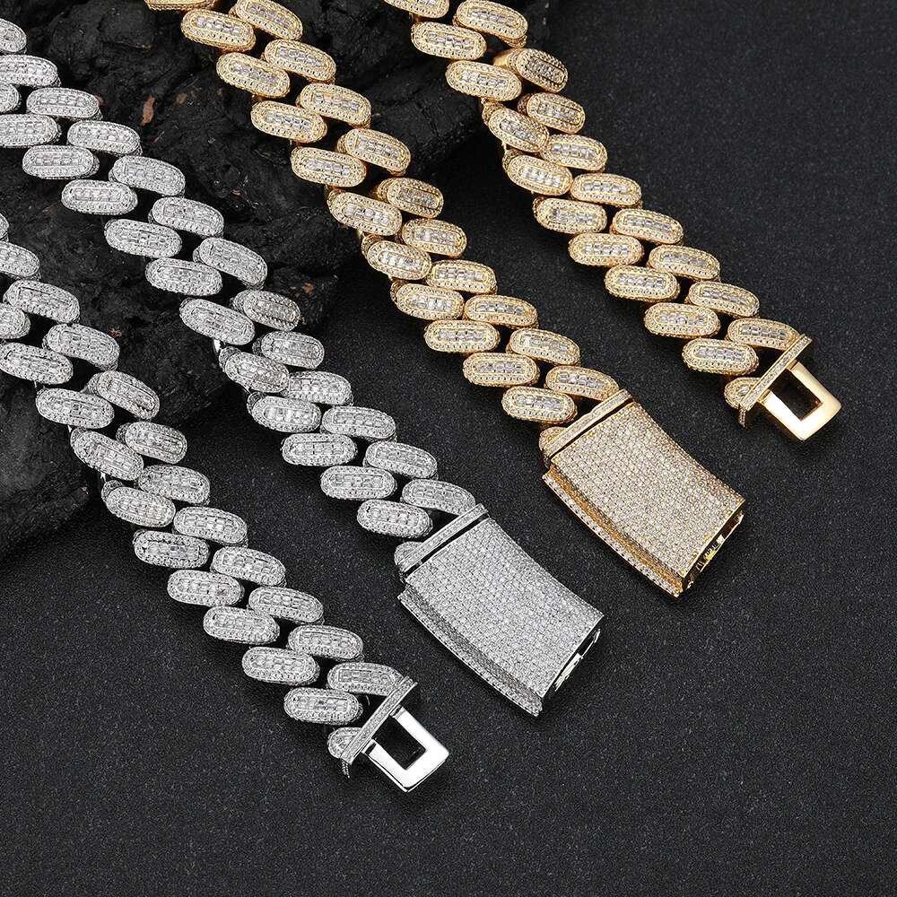 18mm Mixed Inlay Diamond Cuban Necklace Hip Hop Long Clasp Big And Heavy Iced Cuban Chain For Men Rapper Jewelry
