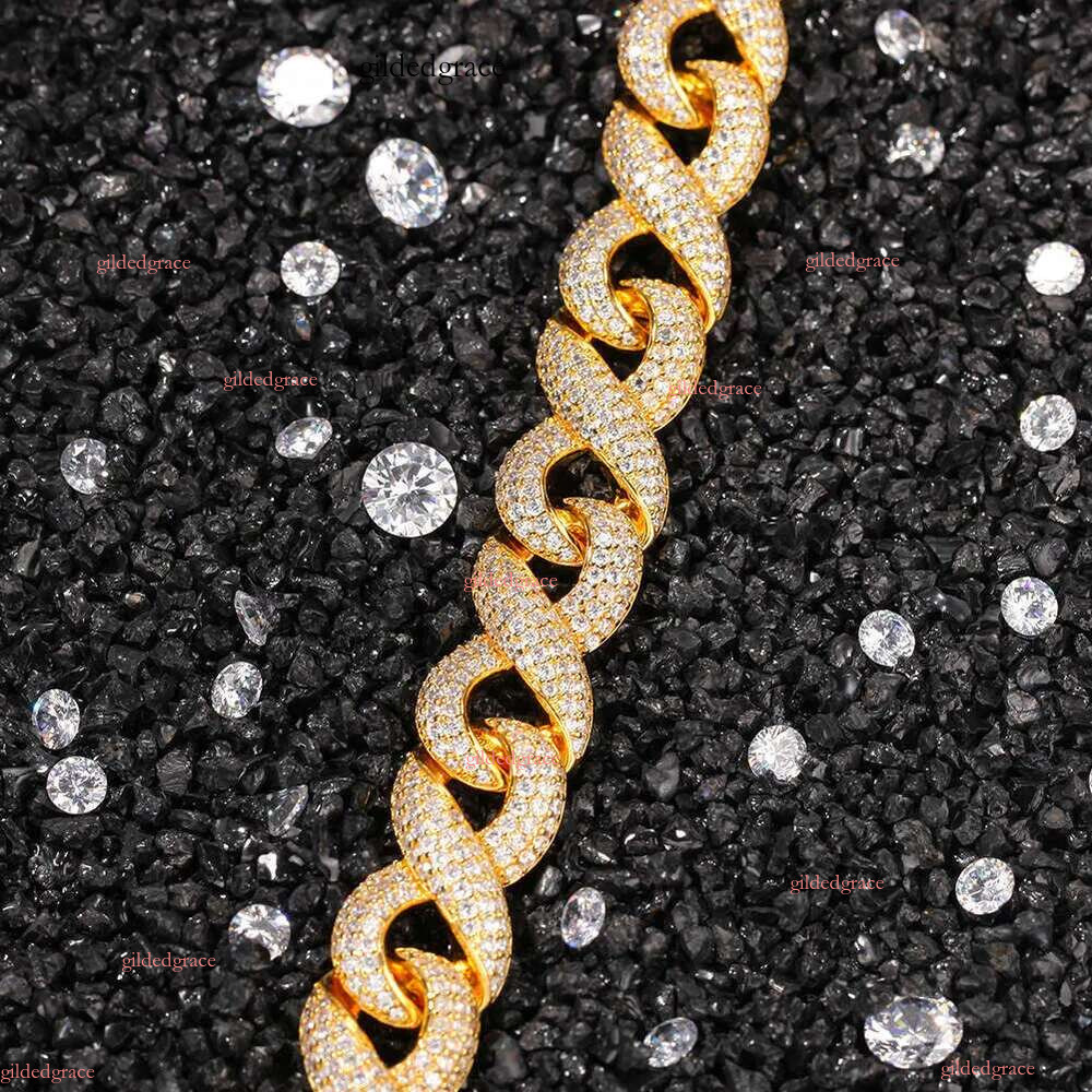 Cuban k Necklace 3 Row Moissanite 24MM W Gold Chains for Men Prong Chocker S Personalize Iced Out Chain Hip Hop Designer Jewelry NO5