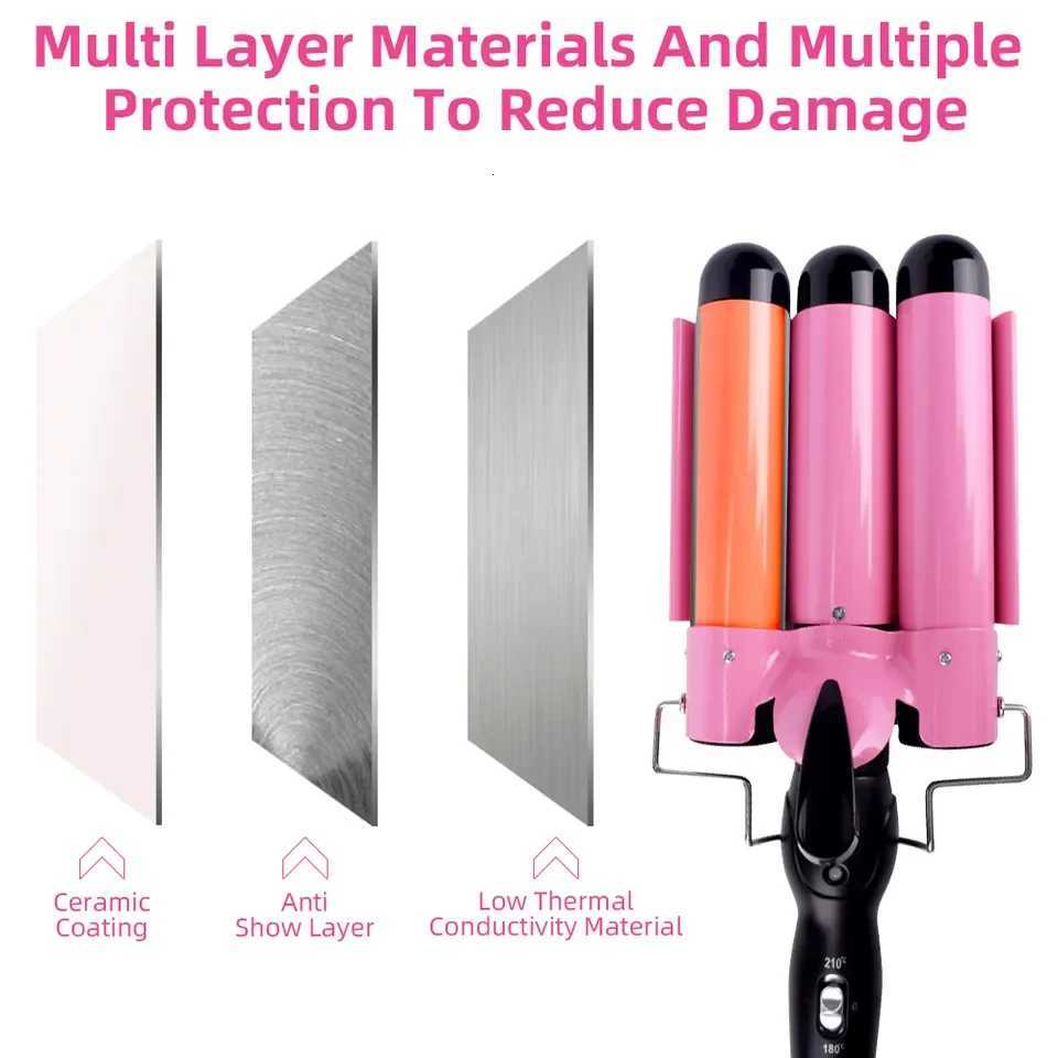 3 Barrel Curling Iron Hair Crimper Portable Temperature Adjustable Ceramic Wave Iron Wand Curler DIY Curly Hair StylinT251114