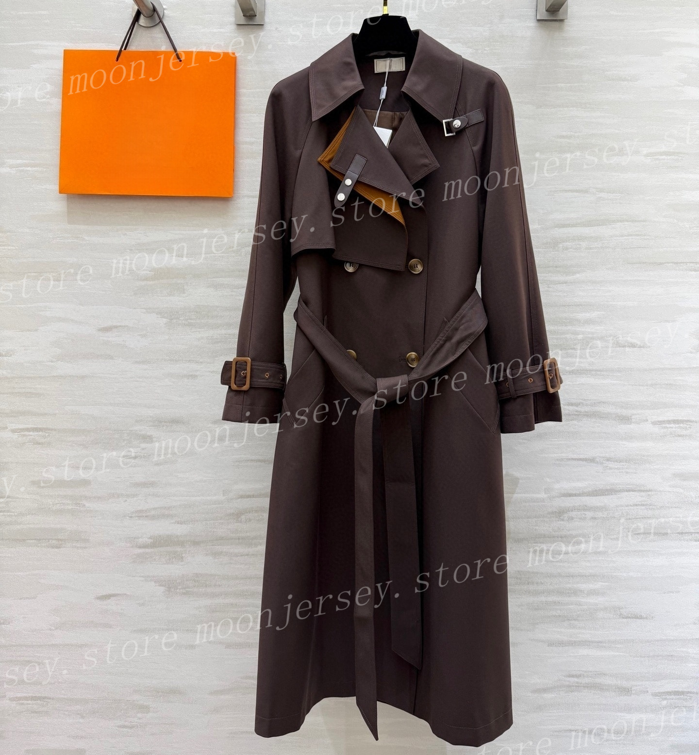 (go off picture not the description)Designer Spring Autumn Simple Short Trench Coat Women High-end Korean Style Double Breasted Lace-up Windbreaker Long Jackets 33180