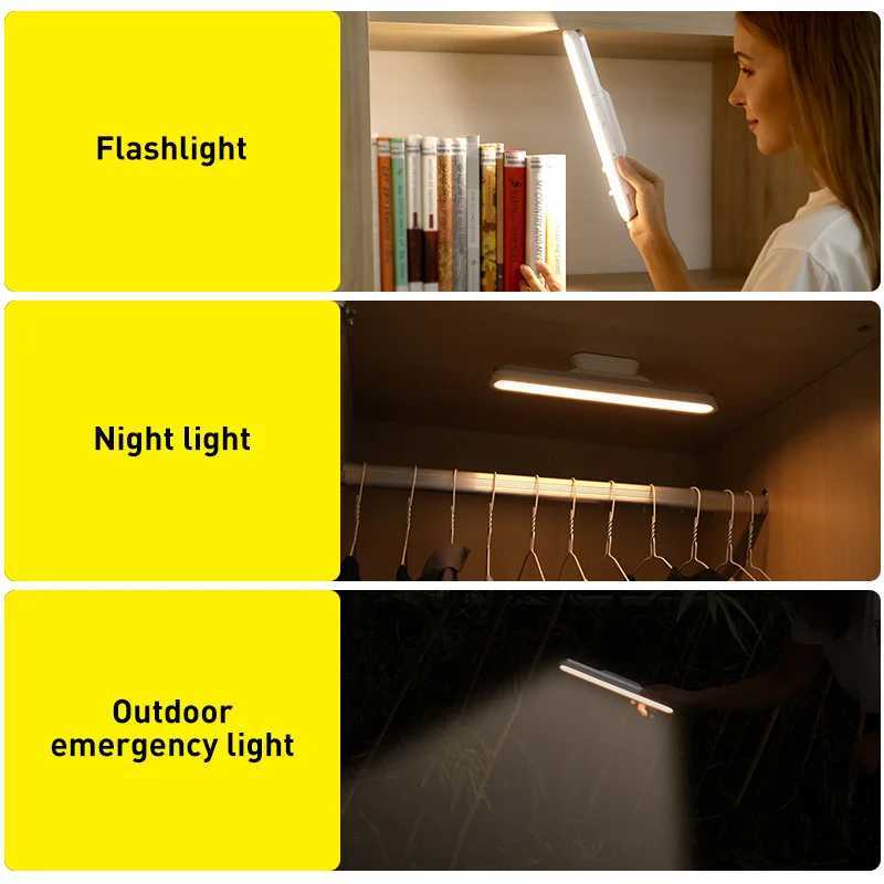 Baseus Desk Lamp Hanging LED Table Lamp Chargeable Stepless Dimming Cabinet Night Light Closet Wardrobe Study Read Lamp M251114