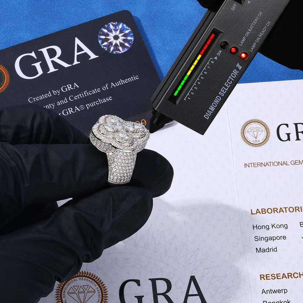 New Arrival HipHop Fine 925 Silver Moissanite Christ Jewelry Iced Out Bling Cross Ring for Men Women Valentines Day Pray Gift