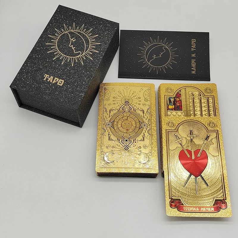High Quality Gold Foil Tarot Russian Deluxe Divination Tarot Cards Predictive Board Games For Russia Market C251114