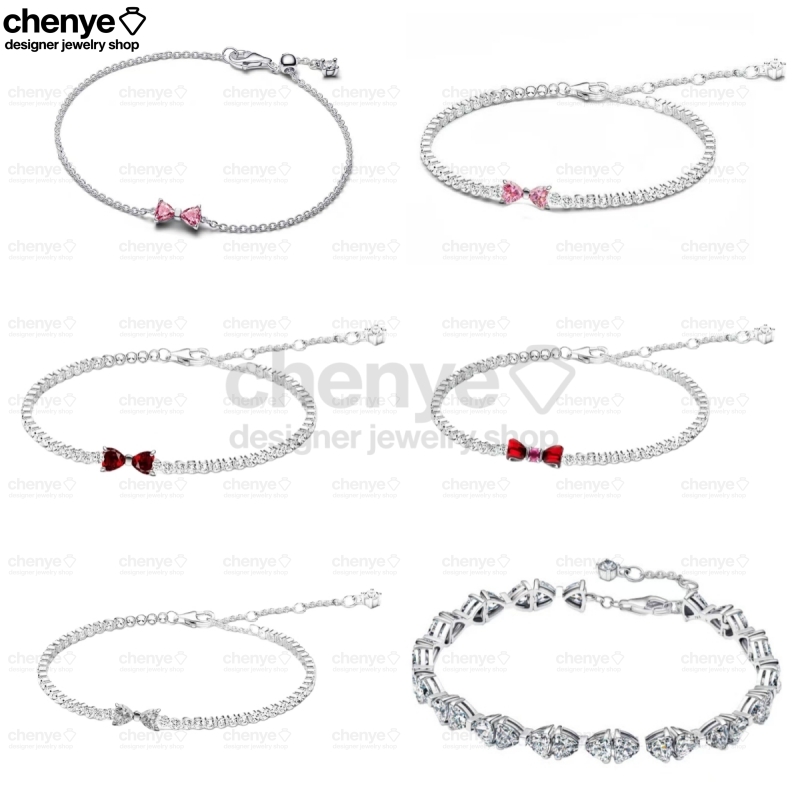 charm bracelet designer bracelet for women Pink bow bracelet Adjustable New Diamond Bracelet for Her Christmas and Valentine's Day Gift with Box