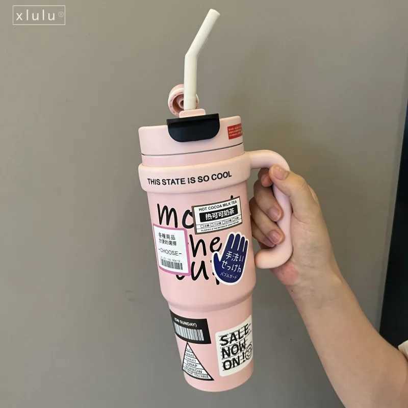 1000ml new water cup thermal insulation and cold preservation Big Mac Bingba cup large capacity stainless steel thermos cup C251114