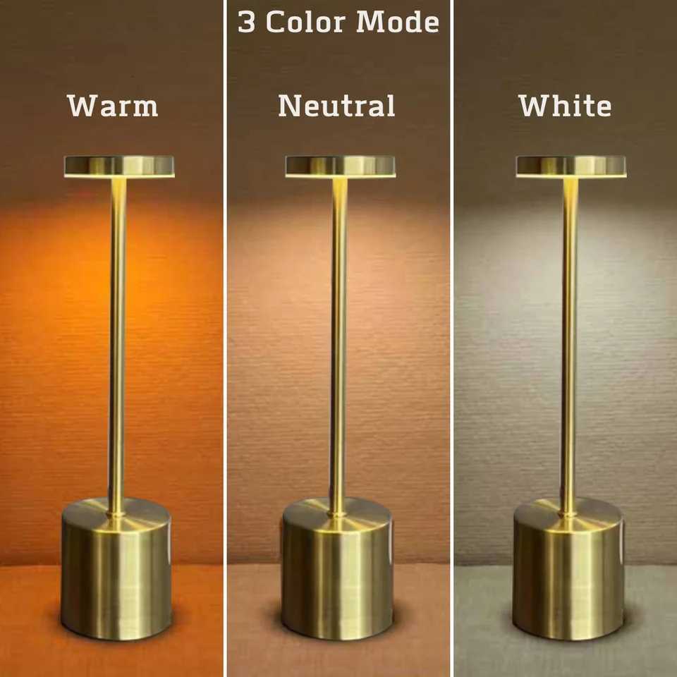 Simple LED Rechargeable Touch Metal Table Lamp Three Colors Bedside Ambient Light Bar Outdoor Decoration Night Light M251114