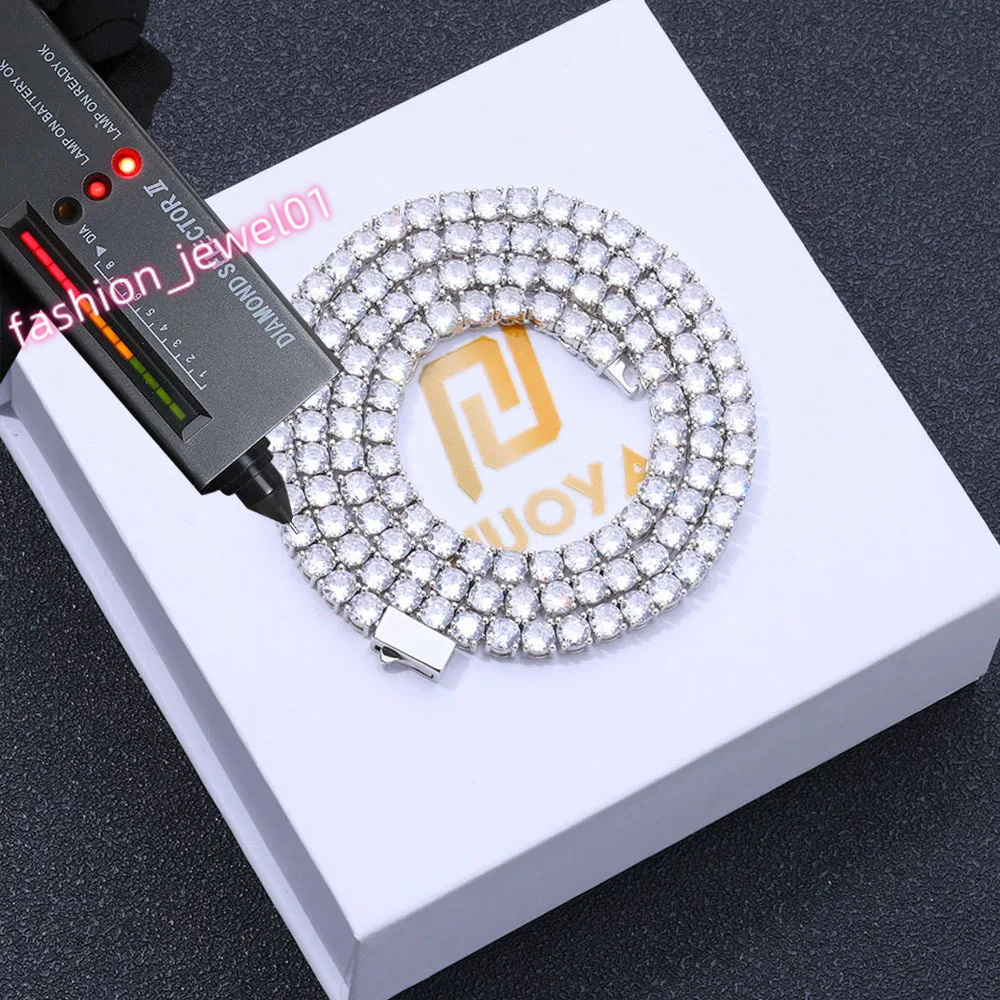 3mm 4mm 5mm Iced Out VVS Moissanite Diamond Tennis Chain 925 Sterling Silver Customized Fine Jewelry Wholesale Prices