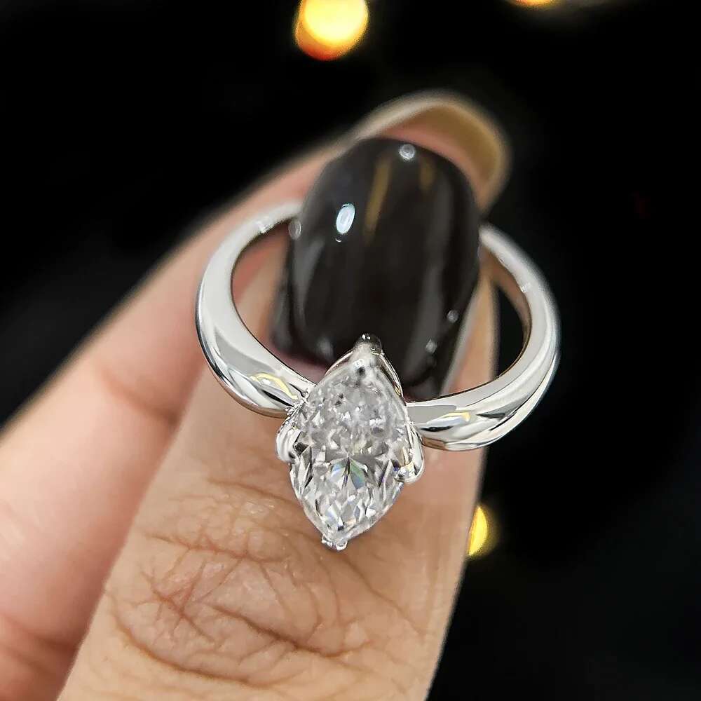 GRA Certified 1/2/3Carat Marquise Cut Moissanite Solitaire Diamond Ring 925 Sterling Silver Engagement Wedding Rings for Women