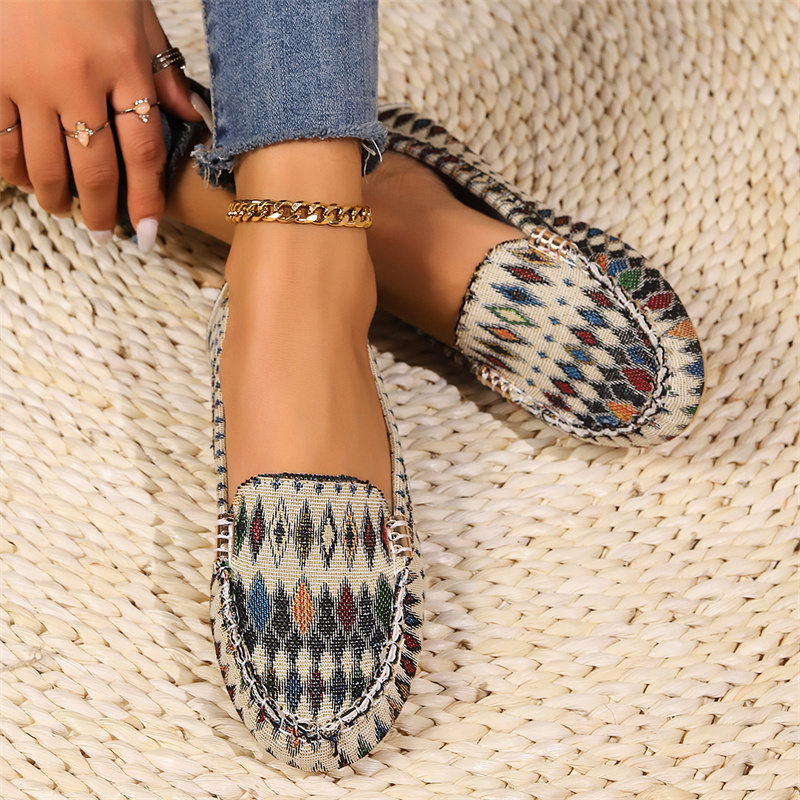 free shipping designer shoes for women 2025 new flat top plus color blocked floral fabric casual and fashionable outerwear size 35-44