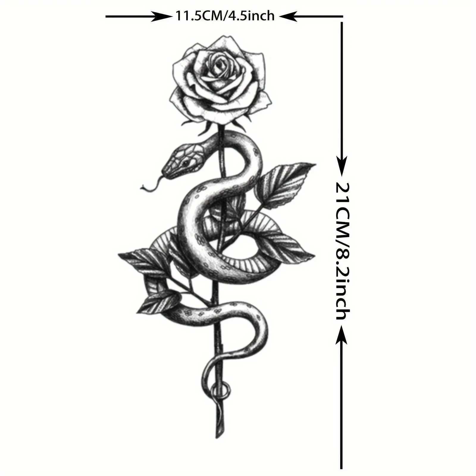 Waterproof Temporary Tattoo Stickers Black Dragon Flash Tattoo Female Snake Rose Body Fake Tattoo Flower Arm TattooXJ25414
