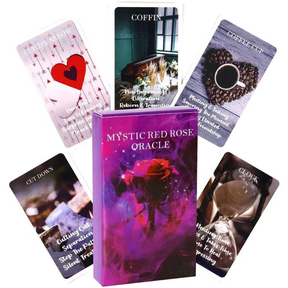 53 Pcs Cards Mystic Red Rose Oracle Deck 1036cm A Situations Deck Tarot Cards Twin Flame Oracle Cards Love Keywords Meaning C251114
