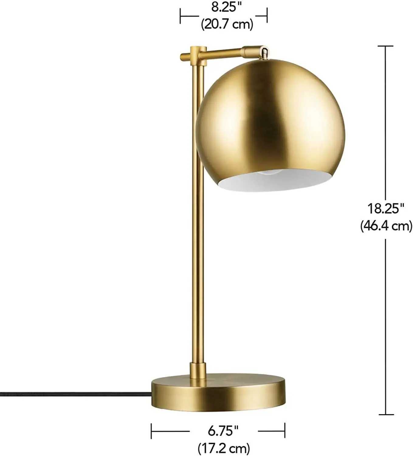 Beautiful Heavy Metal Base Molly Desk Lamp Matte Brass Black Fabric Cord In-Line On/Off Rocker Switch 20 LED Bulb Included M251114