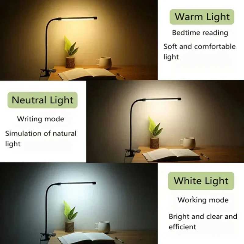 LED Dimmable Reading Lamp Clip-on desk lamp study desk lamp dormitory bedroom desktop bedside lamp eye protection Clip lamp M251114