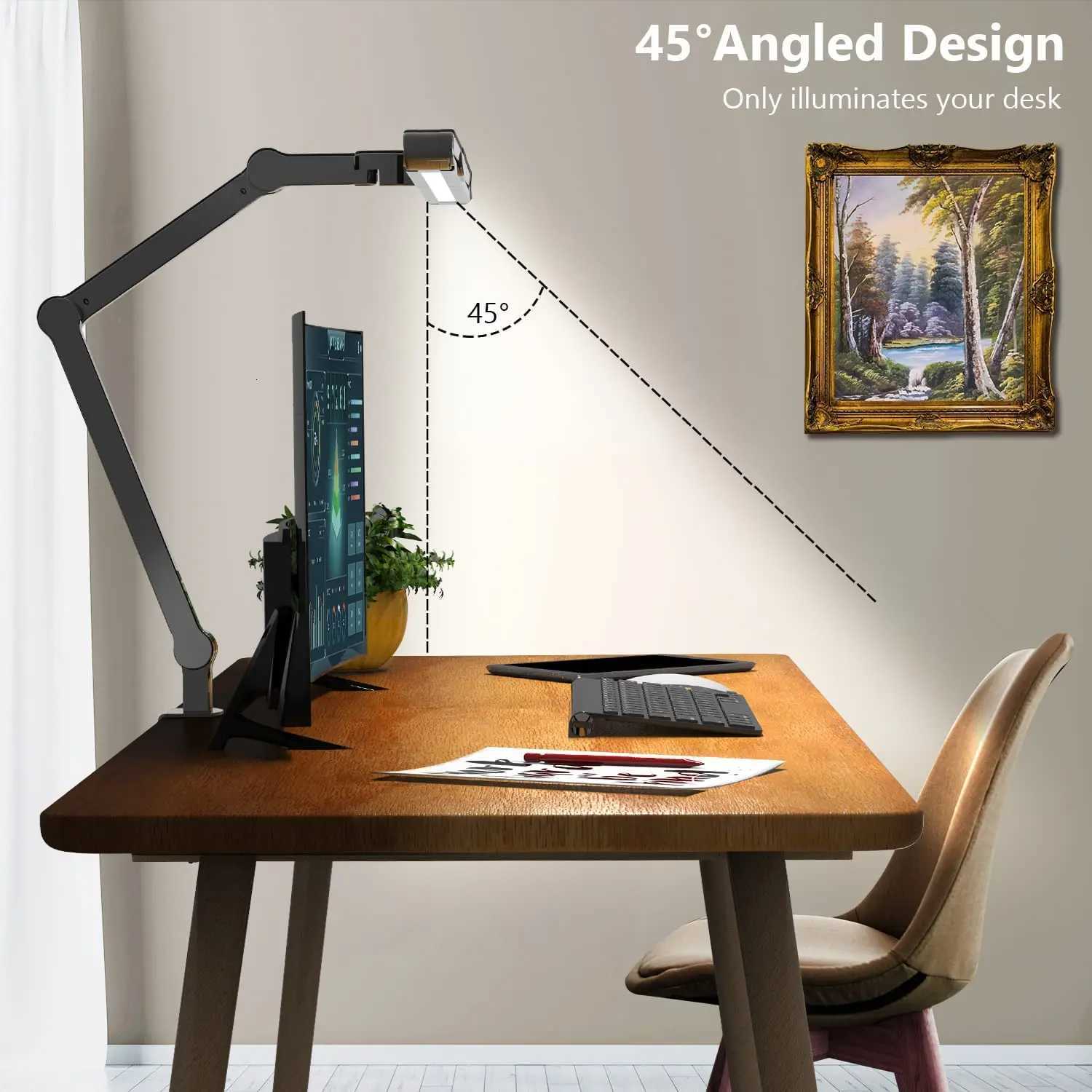 led Desk Lamp with Clamp 24W Ultra Bright Architect LED Table Lamp for Home Office with Atmosphere Lighting Automatic Dimming M251114