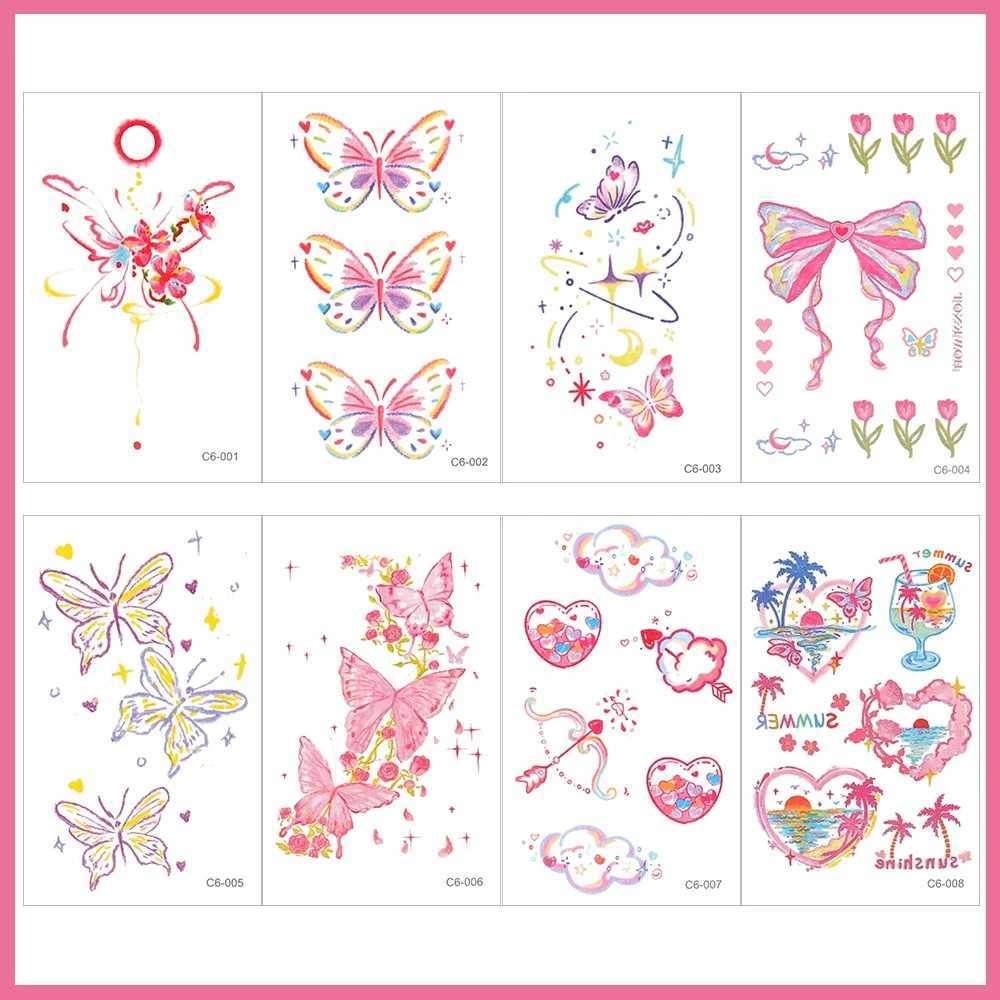 Flower and Butterfly Temporary Stickers Tattoo Self Adhesive Colored Human Art Tattoo Waterproof Fake Arm TattooXJ25414