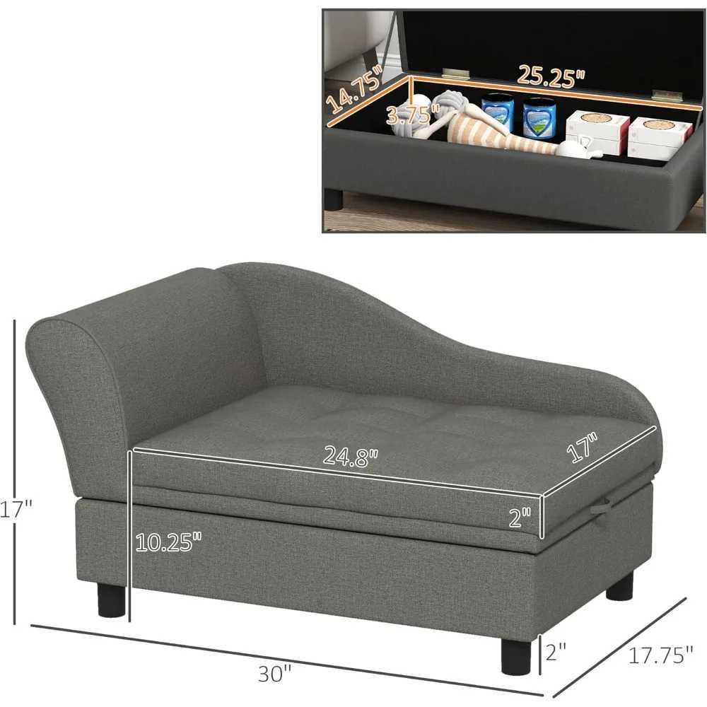 Pet sofa dog sofa elevated pet bed for small dogs with hidden storage soft plush pad gray X250412