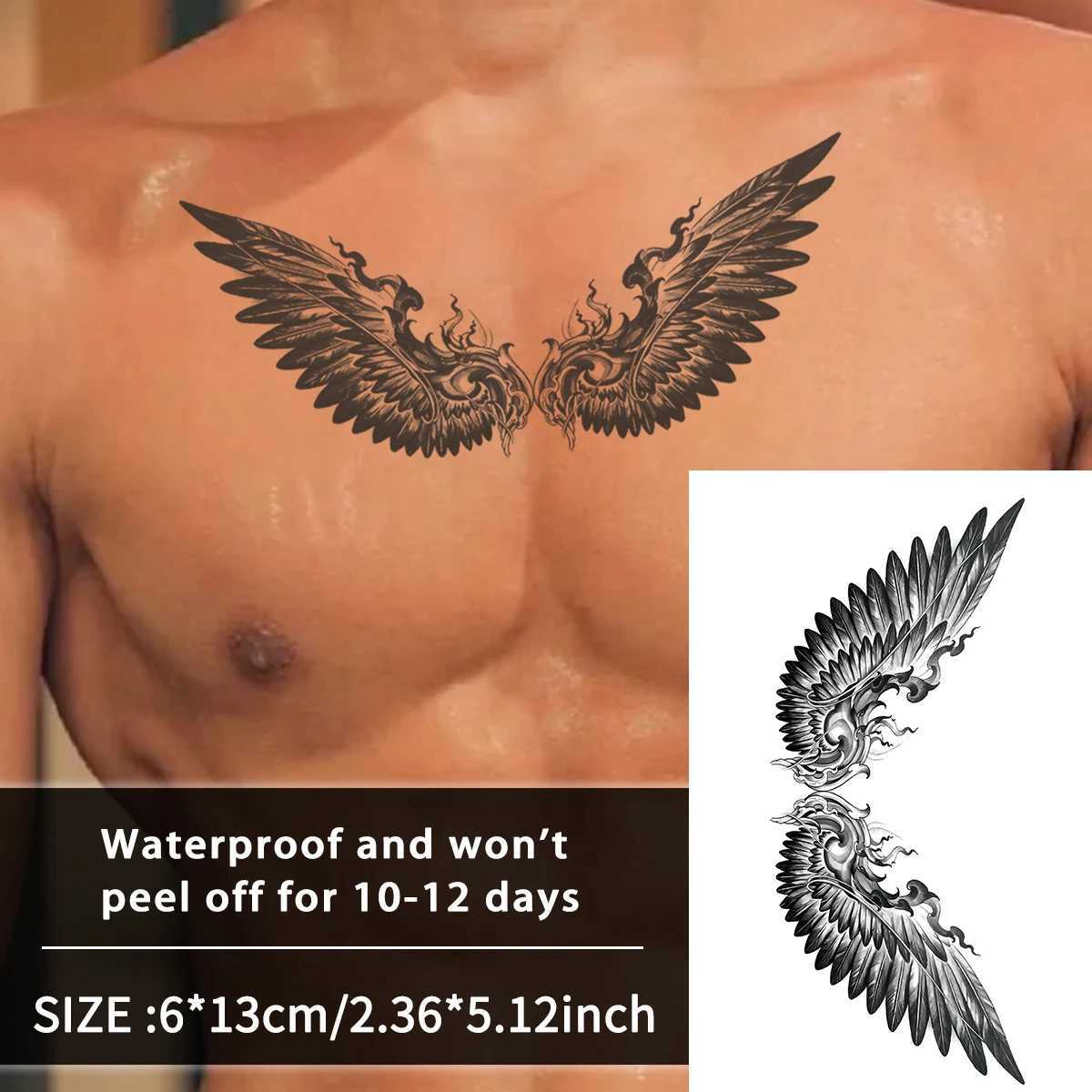 Angel wing neck waterproof temporary tattoo sticker lasting 1-2 weeks real semi permanent fake tattooXJ25414