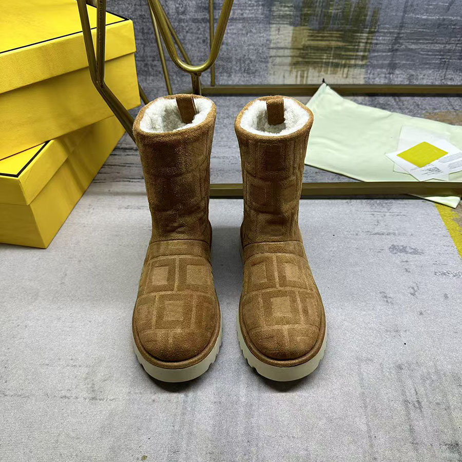 Fur Boot Shearling Apres-ski Boots designer Women Boots Nylon Gabardine Apres -ski Boots Ankle Boots Booties Winter Autumn Skiing High Quality Thick-soled with LOGO