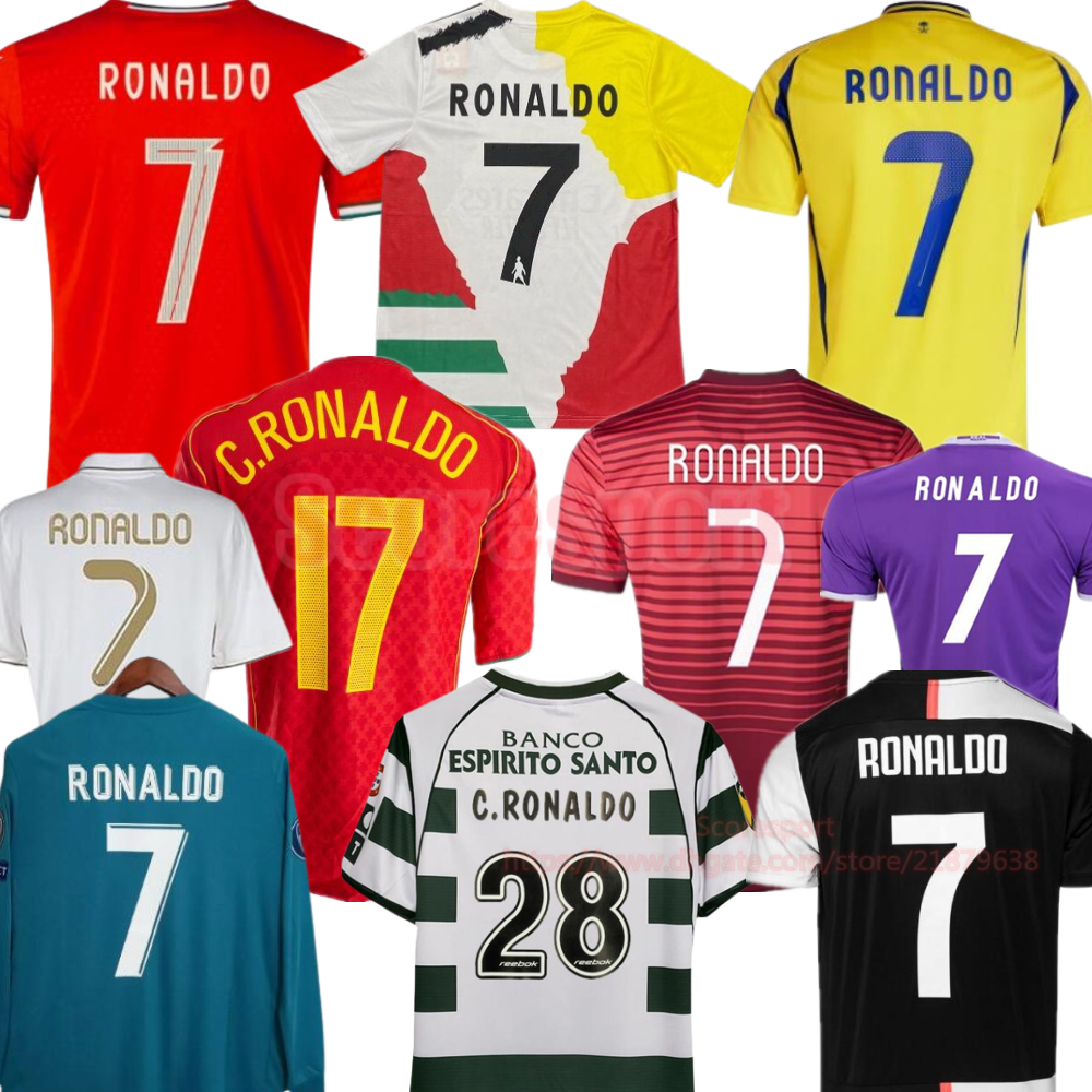 PortugalS Vintage Soccer Jerseys 2004 06 10 12 RONALDO Retro Football Shirts 2008 Men Kids Jersey Retrio Madrid Purple Long sleeve Kit 16 17 18 3XL 4X
