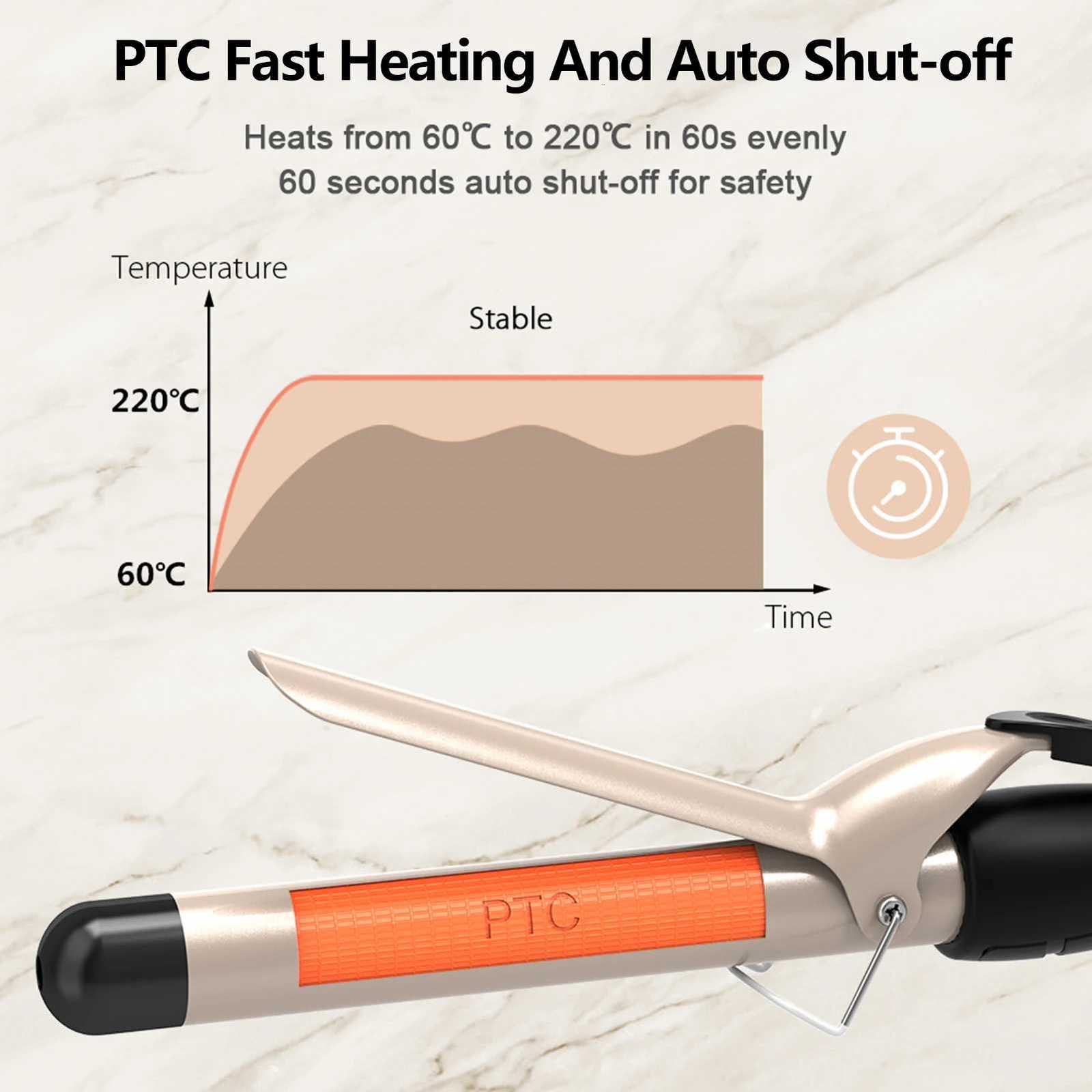 Pretfy 1 inch Hair Curling Iron Hair Curler Temperature Adjustable LCD Temp Display Hair Styling Tool Anti-scald Auto Shut-OffT251114