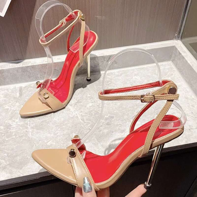 Eilyken Street Style Sexy Rivet Stiletto High Heels Women Sandals 2025 Summer Buckle Strap Wedding Party Female Shoes