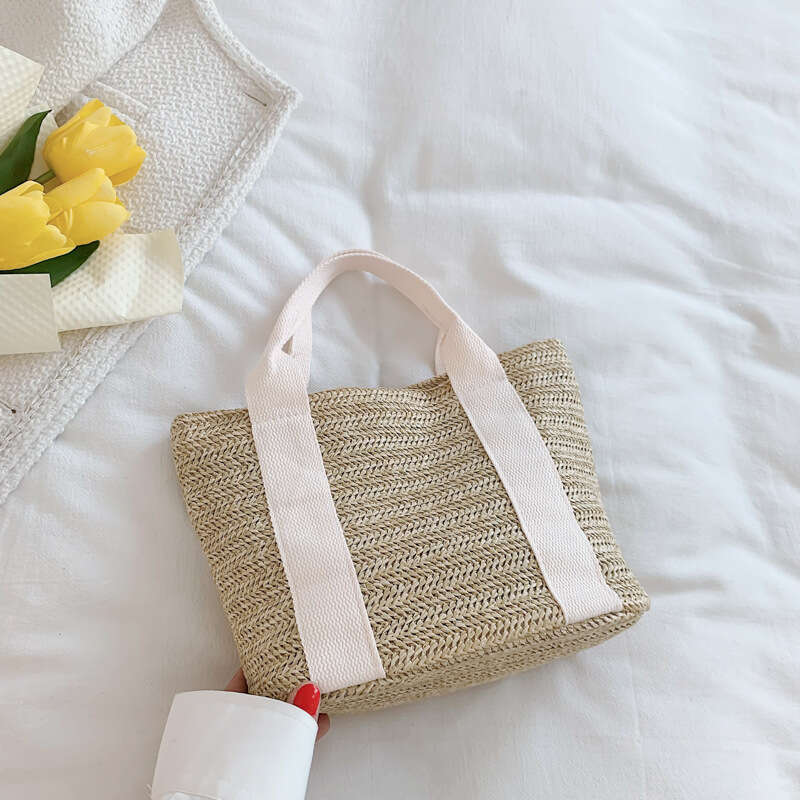 Handmade Beach Bag Handheld Straw For Women 2022 Korean Edition New Trendy Ins Beach Vacation Summer Countryside Style Woven Bag Kq2
